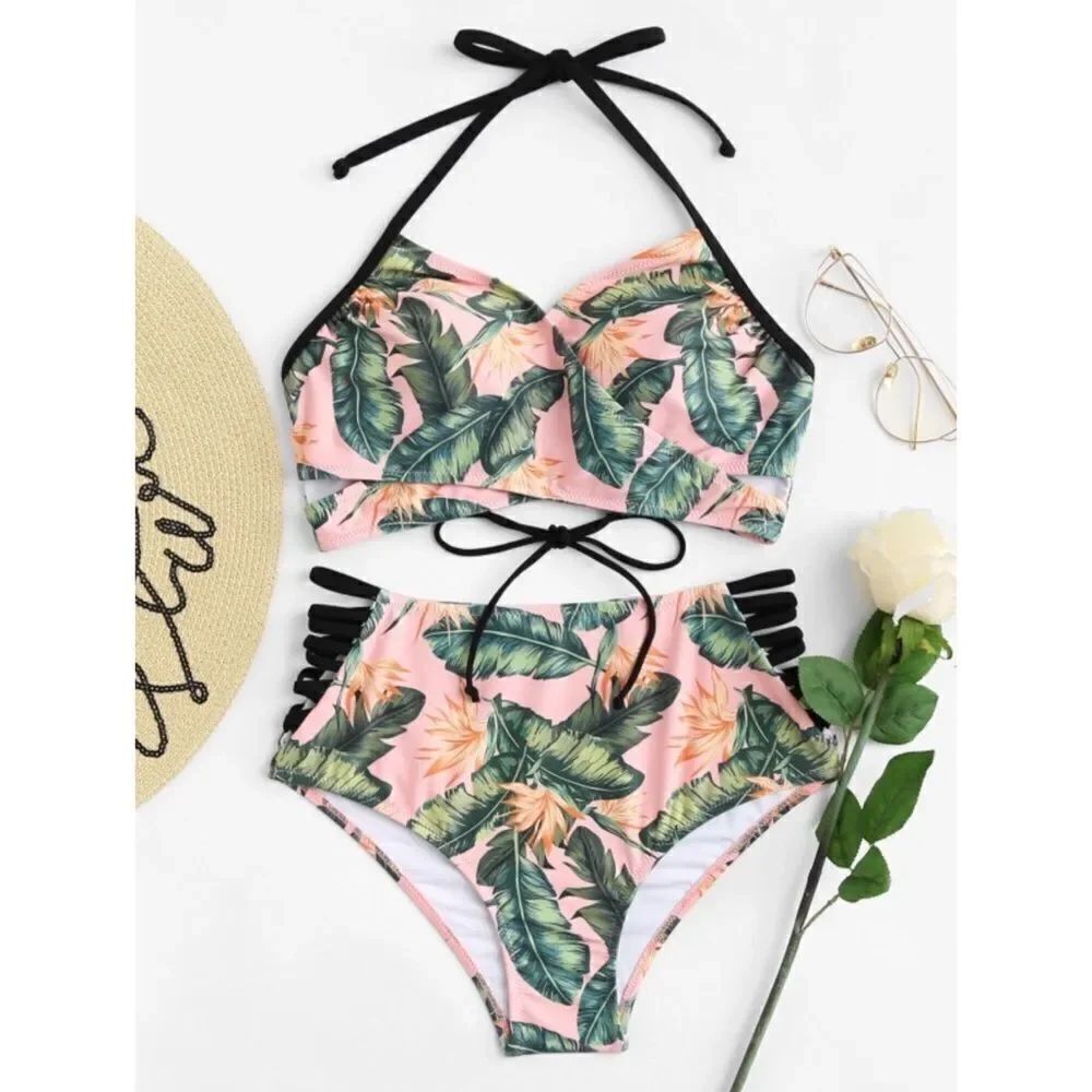 ✨HP✨Cut Out Side Lace Up Back Bikini Set✨